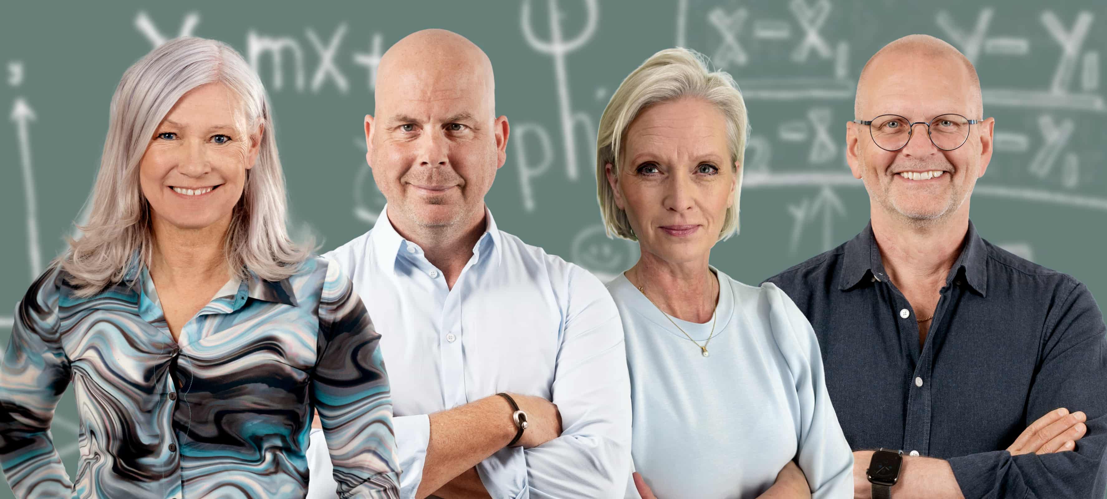 1, 2, 3 och 4, den politiska kvartetten som ska driva Örebroliberalerna till valseger. Skolan ligger dem alla varmt om hjärtat. Fr. v: Karolina Wallström, Patrik Jämtvall, Marie Brodin och Mats-Olof Liljegren.