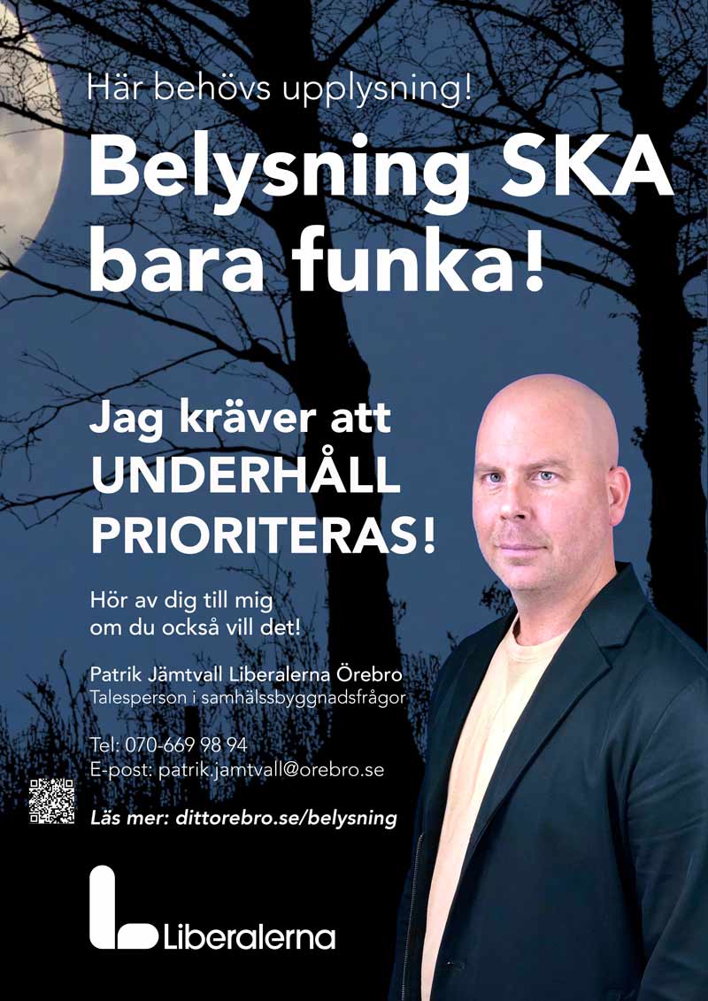 Patrik Jämtvall Liberalerna Örebro  Talesperson i samhälssbyggnadsfrågor
