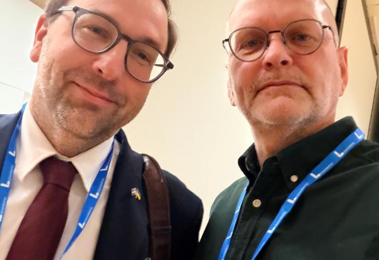 Fredrik Malm och Mats-Olof Liljegren vid Liberalernas landsmötet i Karlstad 23 november 2025