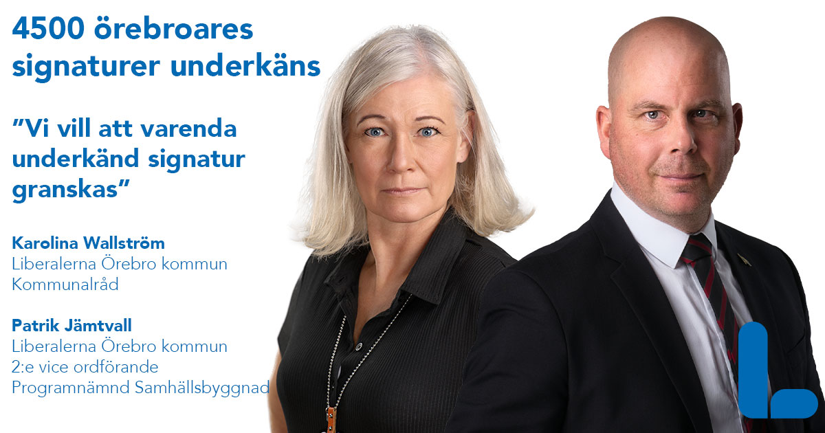 Karolina Wallström (L) Kommunalråd och Patrik Jämtvall Liberalerna Örebro  2:e vice ordförande Programnämnd Samhällsbyggnadi