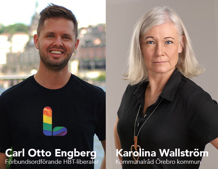 Carl Otto Engberg, förbundsordförande för HBT-liberaler och Kommunalråd Karolina Wallström